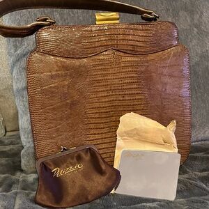 Palizzio Vintage Elegant Brown Leather Textured Tote Bag
